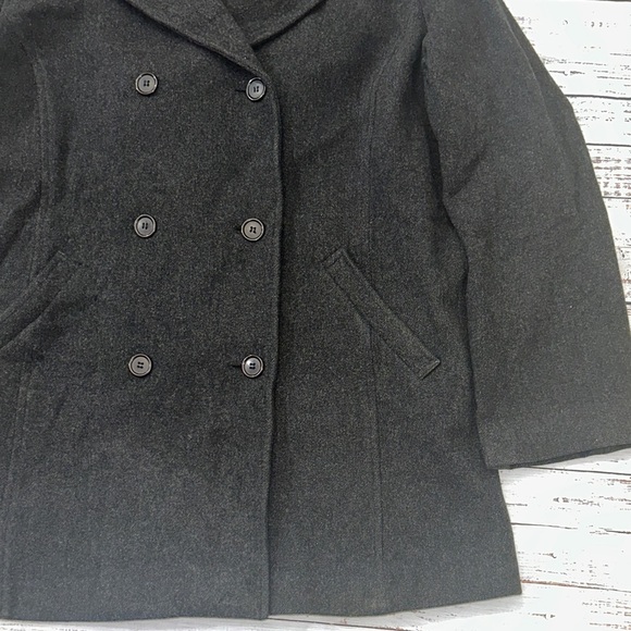 Jason Kole Charcoal Hooded Pea Coat Sz. 14 - Picture 4 of 8